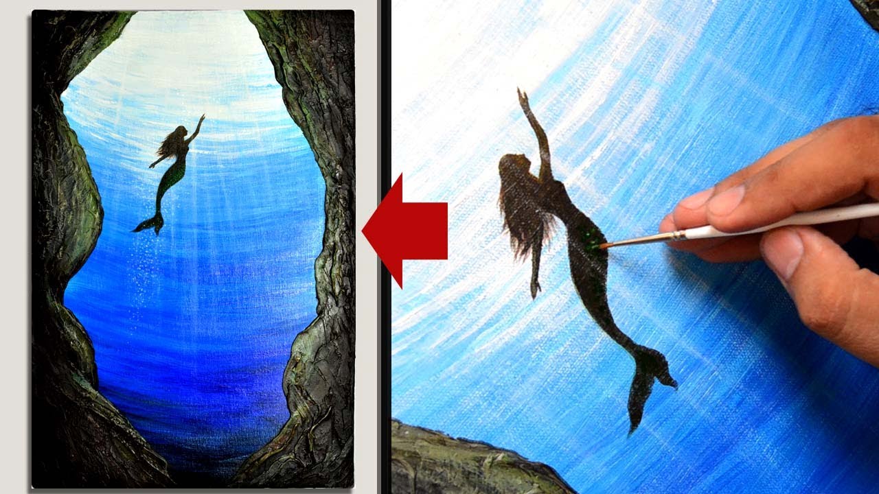 Easy Mermaid Painting with a Hack For Beginners / Acrylic Painting Tutorial || Short Video