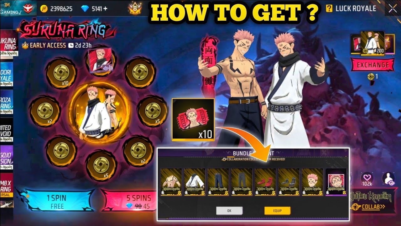 SUKUNA RING EVENT FREE FIRE| FREE FIRE NEW EVENT| FF NEW EVENT TODAY| NEW FF EVENT| GARENA FREE FIRE