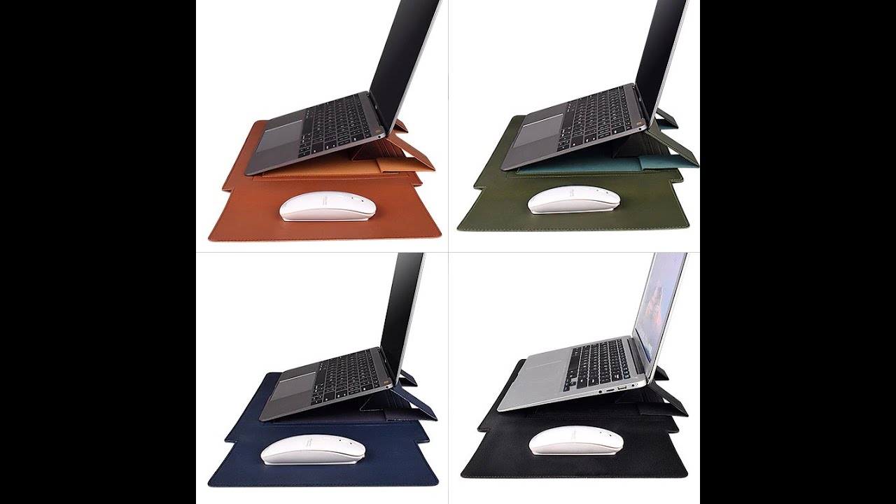 Multipurpose Laptop Bag Case for Macbook  Leather 13/14 inch Notebook  Sleeve with  Stand Mouse Pad