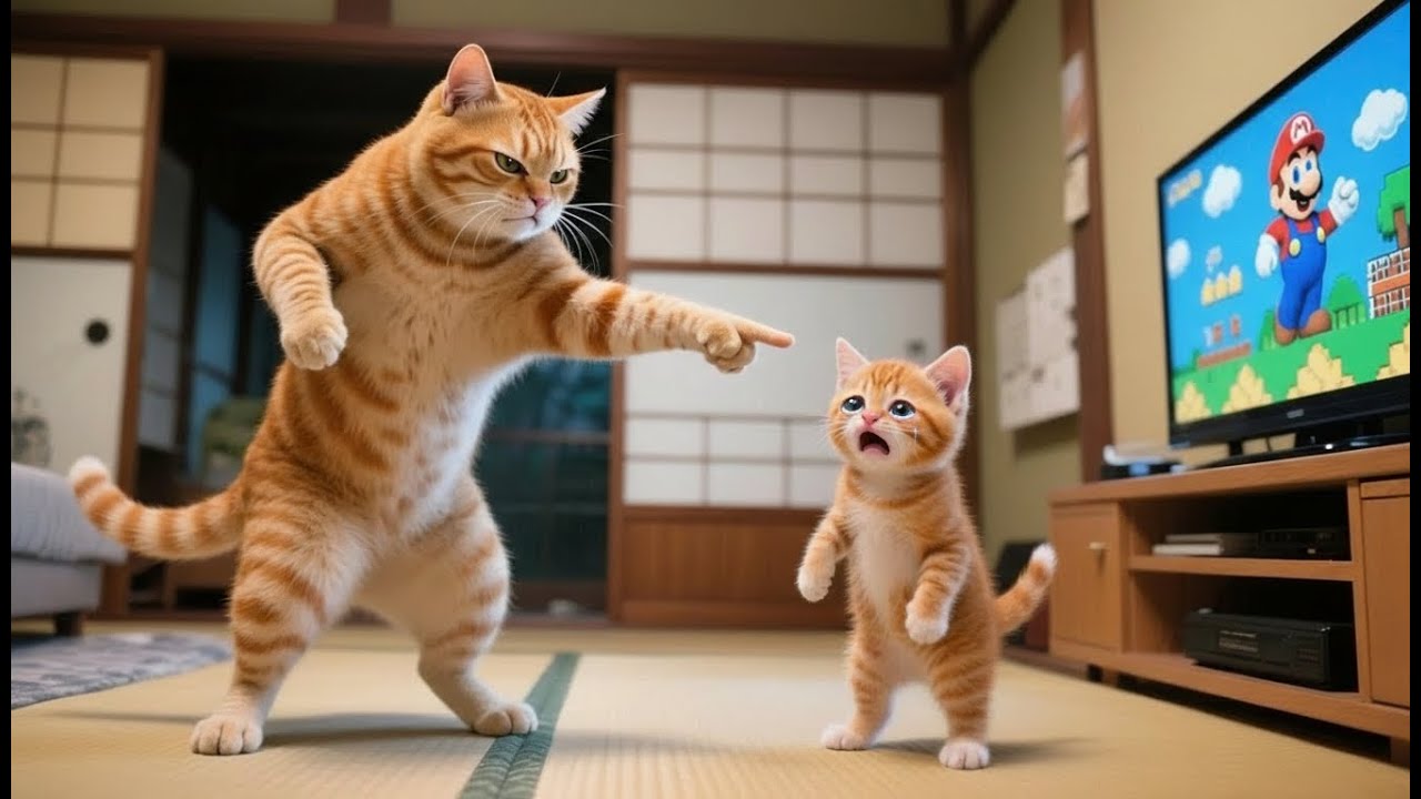 🎮 Mama Cat Breaks the Game Console, Kitten Ginger Leaves Home in Tears 😢