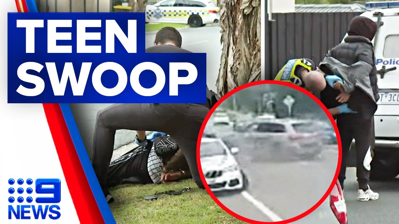 Dangerous police chase in stolen vehicles lands 10 teenagers in custody | 9 News Australia