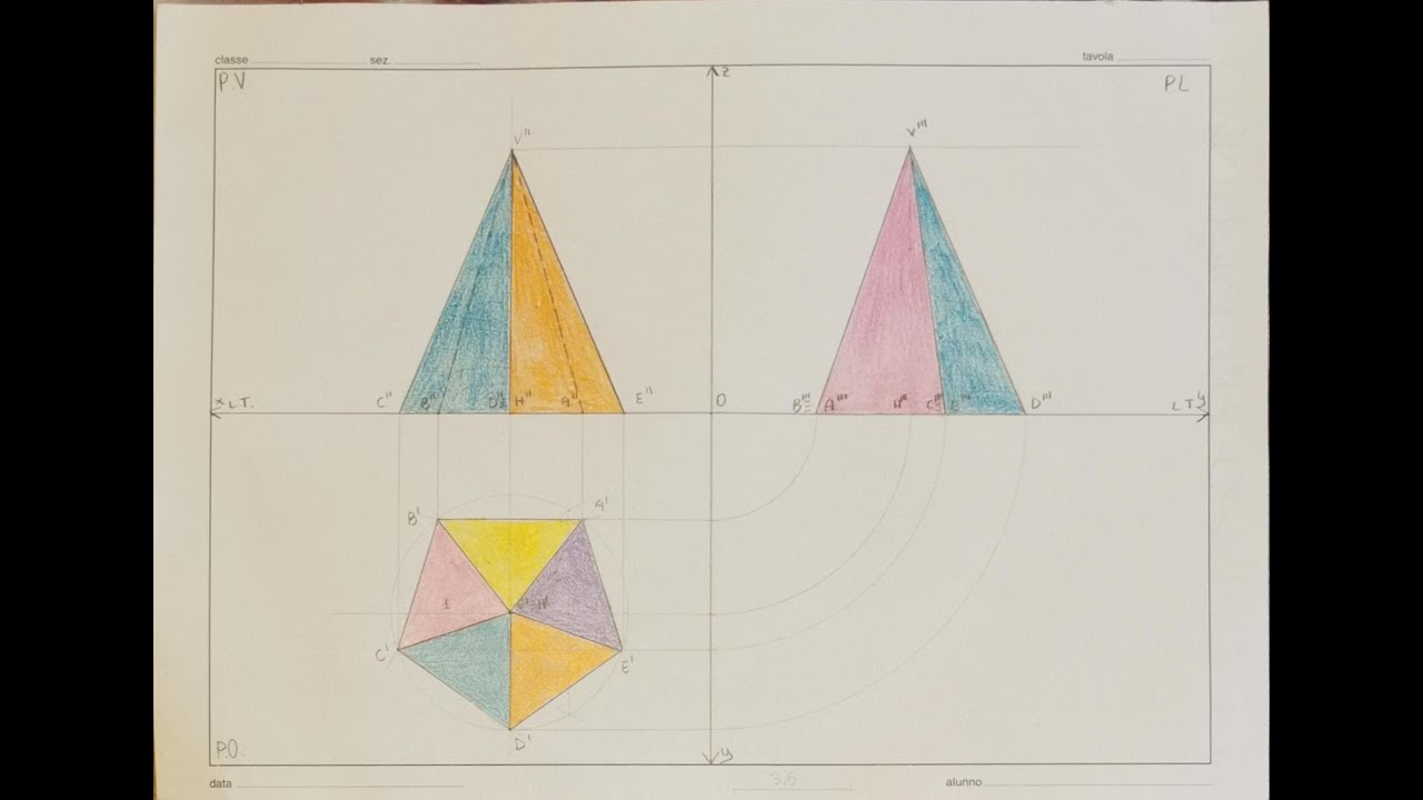 proiezione ortogonale piramide a base pentagonale