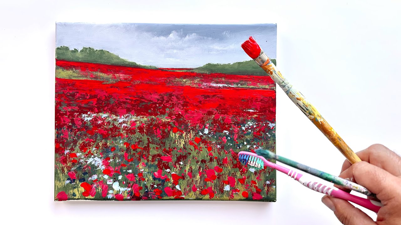 Mohnfeld malen mit Acryl - ANFÄNGER (Anleitung)