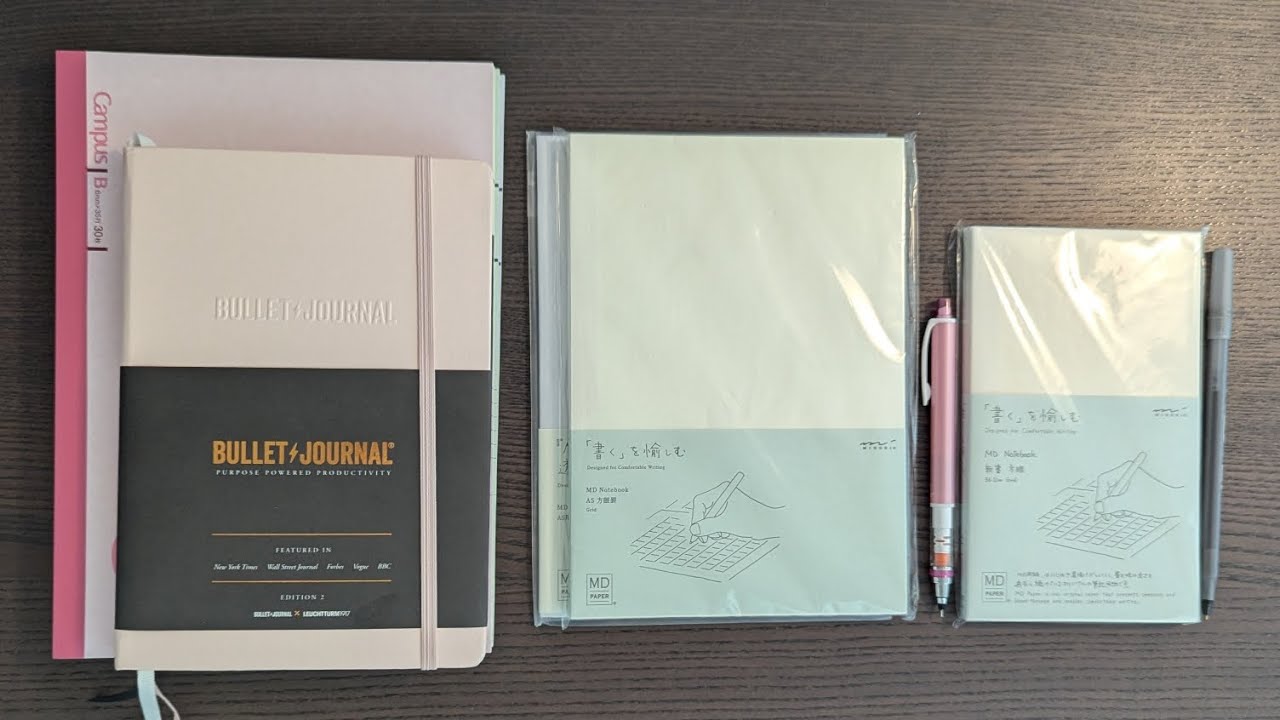 Notebook Haul Unwrapping/Comparison - Campus B, Midori B6 Slim, Midori A5, Bullet Journal edition 2