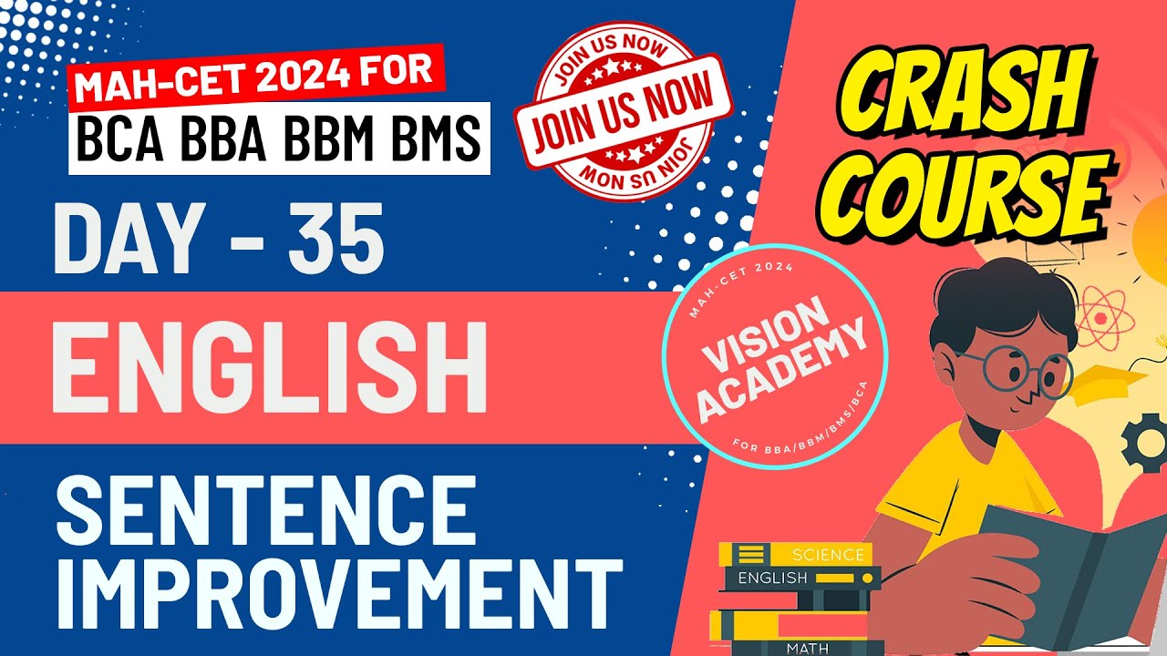 English Sentence Improvement | Day 35 | MAH CET 2024 for BCA BBA BMS BBM 🚀 FREE Crash Course