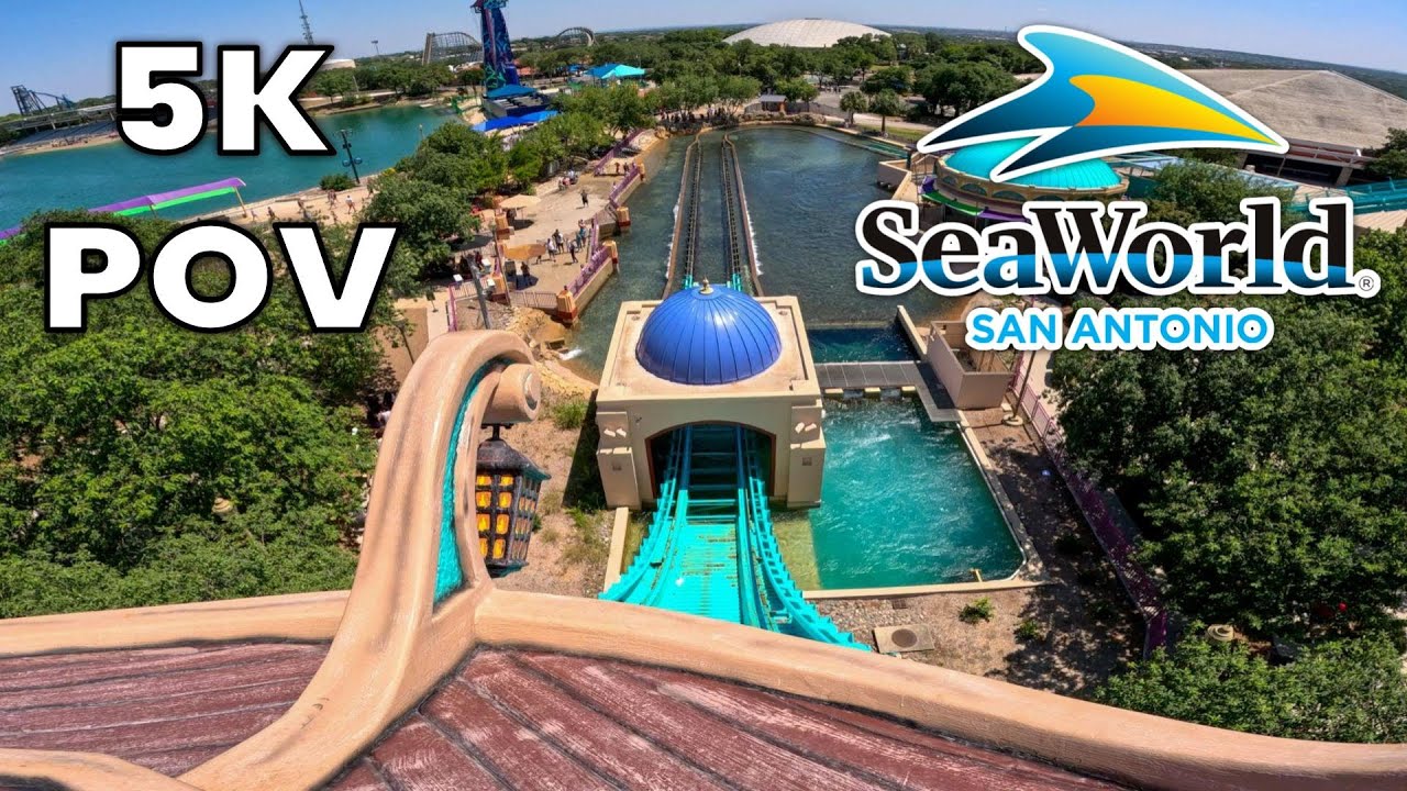 Journey to Atlantis Front Row POV [5K] | SeaWorld San Antonio 2024