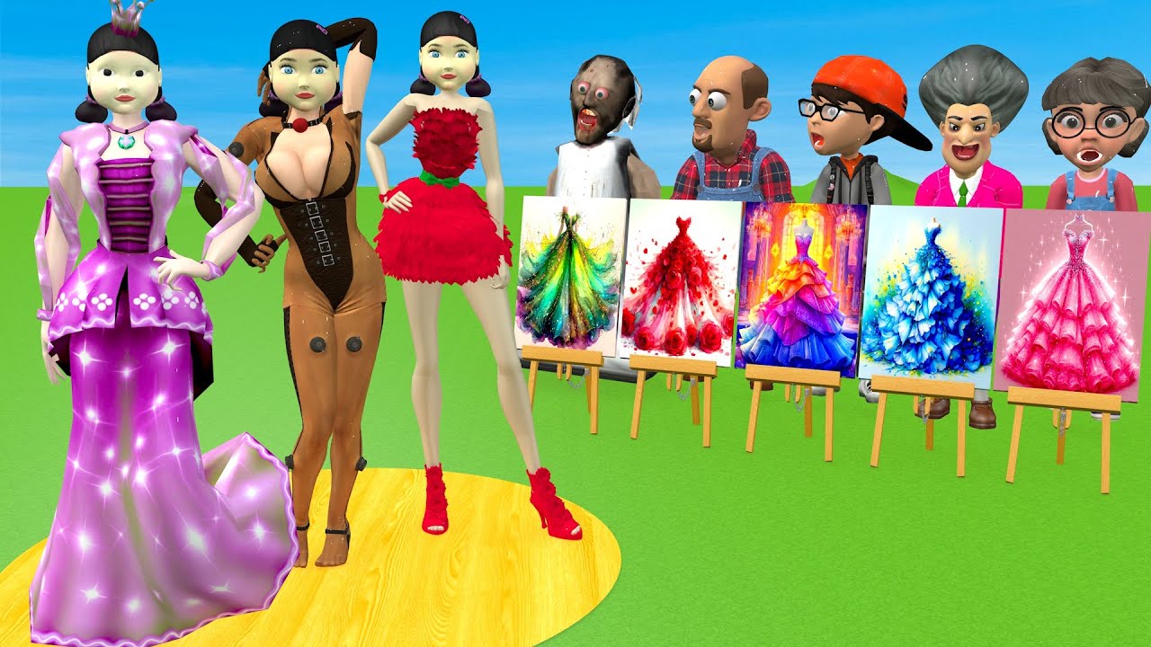 Scary Teacher 3d vs Squid Game Draw a Costume to Help The Beautiful Mermaid 5 Times Challenge