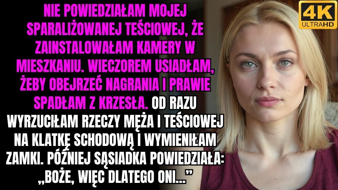 Nie powiedziałam mojej sparaliżowanej teściowej, że zainstalowałam kamery w mieszkaniu