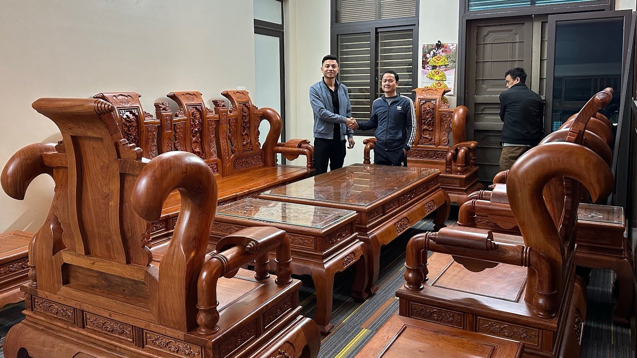 Bàn Giao Bộ Bàn Ghế Tần Thuỷ Hoàng Cột 14 - 10 Món Lên Tầng 2 Nhà A Khánh Tại Sơn Tây | Khoát Đồ Gỗ