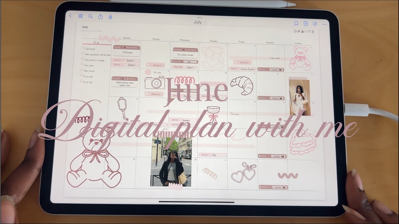 Free Digital Planner | July Plan with me | Goodnotes |Calendar, Vision board, goals, budget 🩷🧸