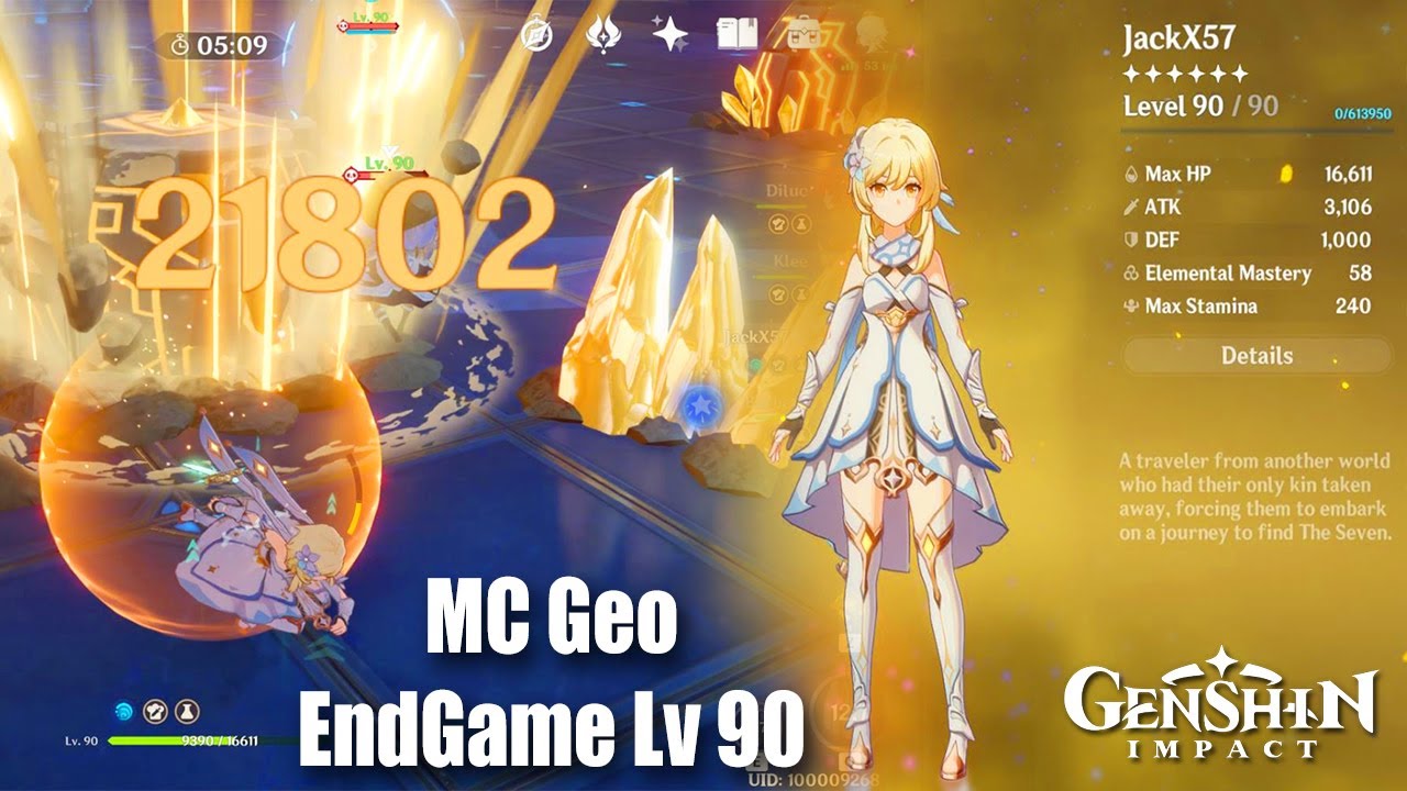 Genshin Impact - MC Geo Lv 90 Ascension EndGame Damage Test - AR 50 C6 Talents Lv 9