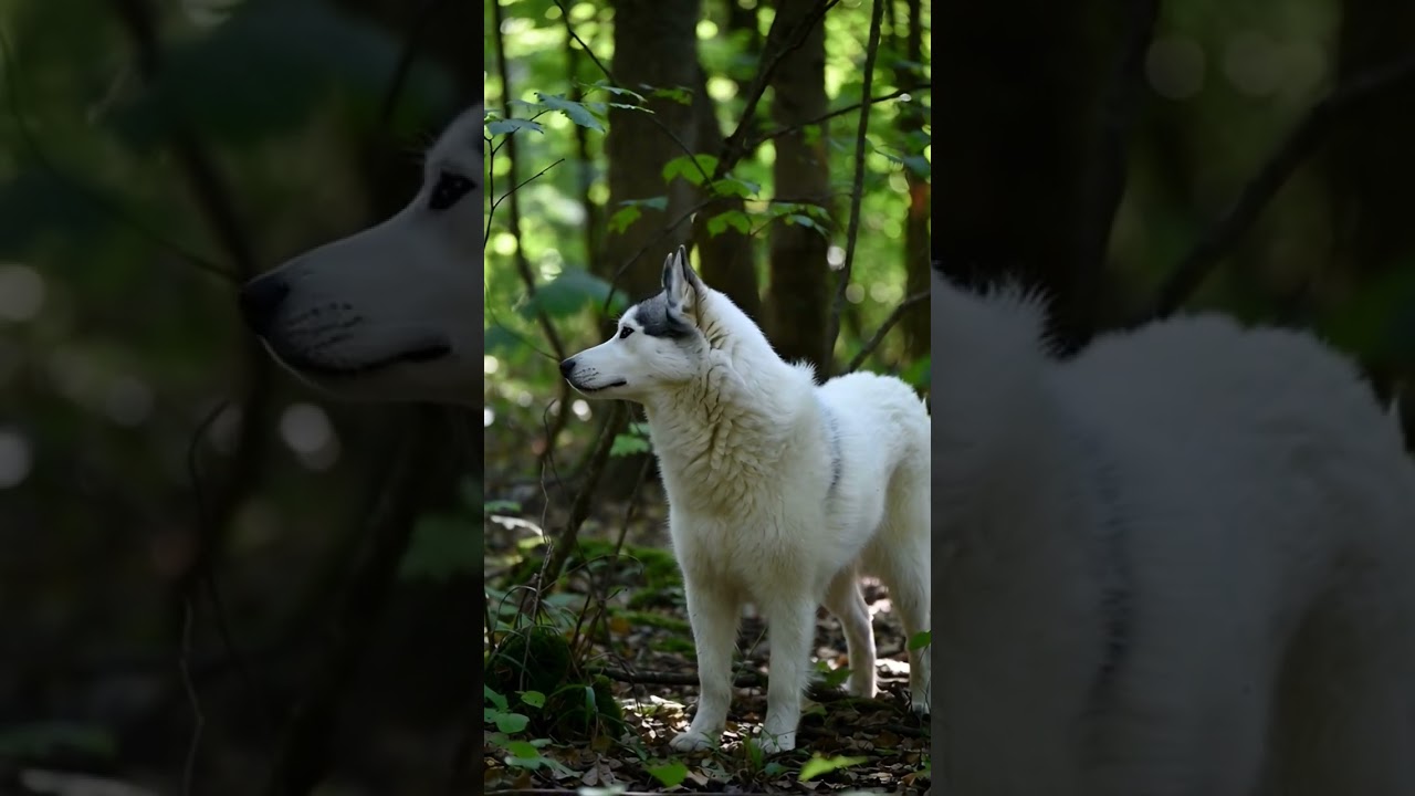 A white husky living its wild forest dream 🤍🌲
