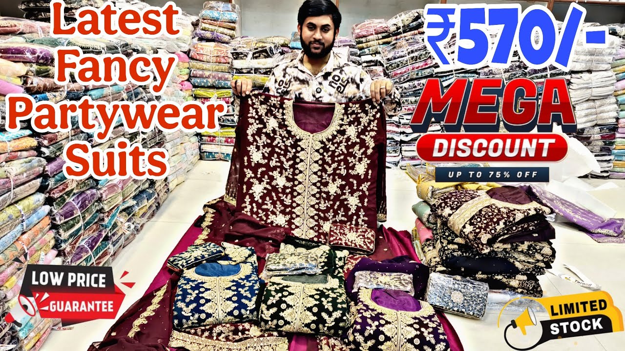 Hyderabad Wholesale RAMZAN SPECIAL Fancy PARTYWEAR READYMADE SUITS ₹570/- 😱 Limited Stock Order Now 