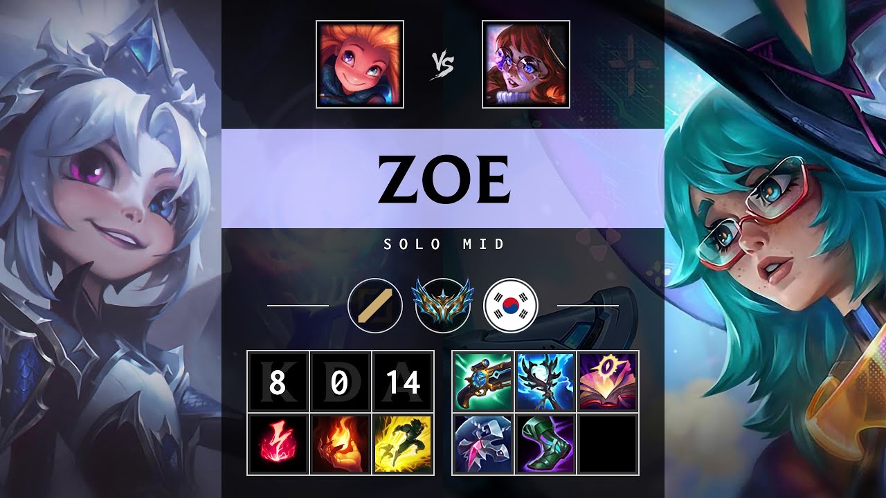 Zoe Mid vs Aurora: Perfect KDA, Legendary - KR Challenger Patch 14.20