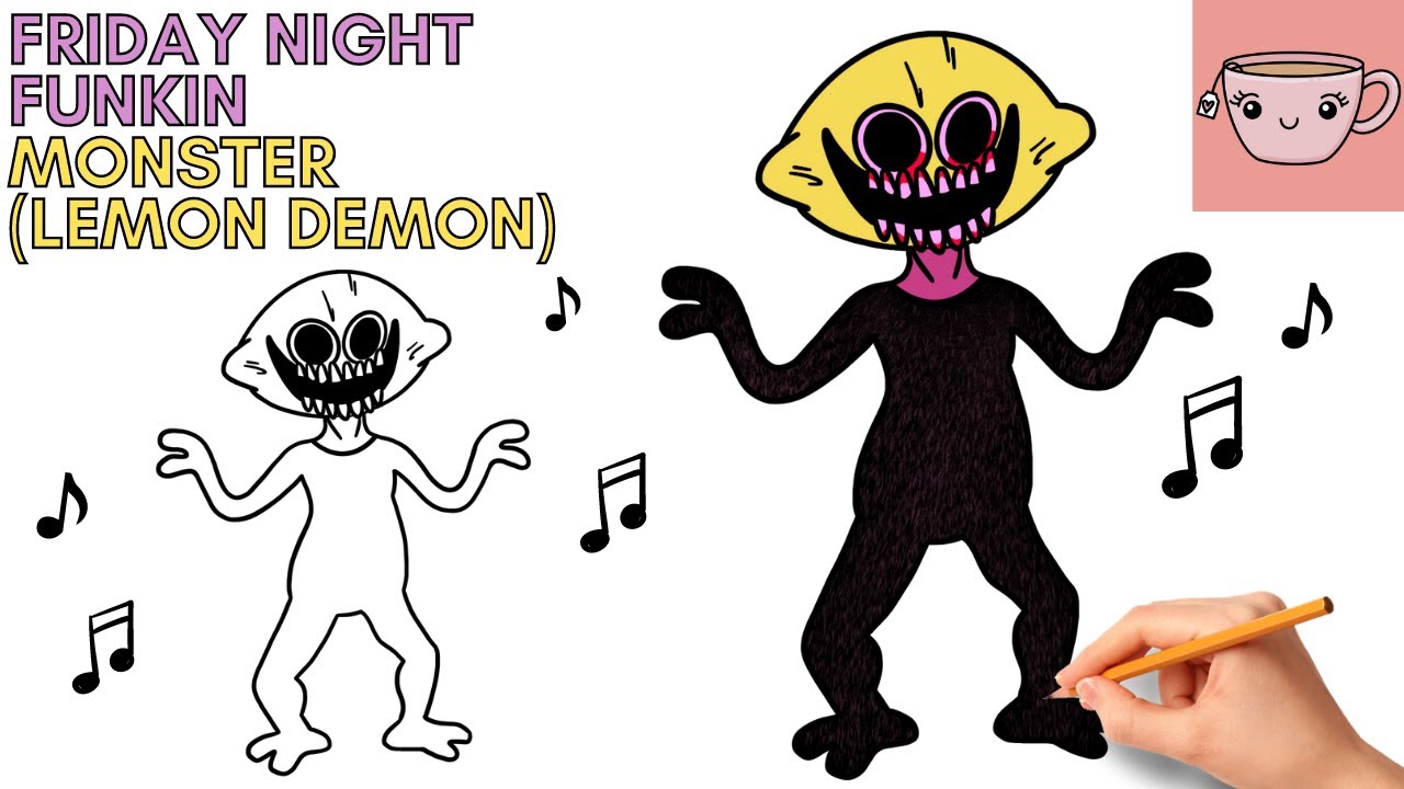 How To Draw Monster (Lemon Demon) - Friday Night Funkin  | FNF |  Easy Step By Step Drawing Tutorial