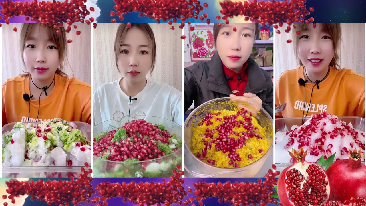 ❤️🧊 Qian | Shaved Ice Eating with Pomegranate Seed