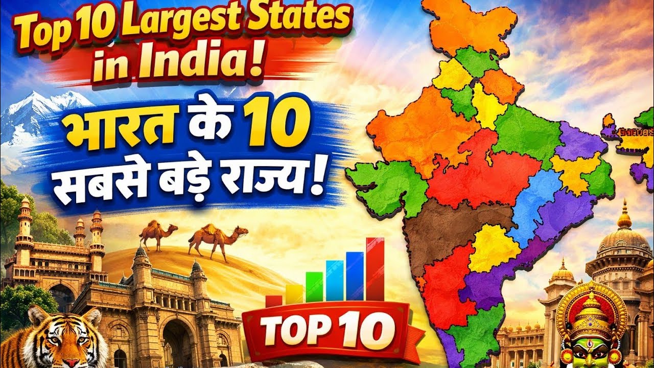 Top 10 Largest States in India|भारत के 10 सबसे बड़े राज्य|