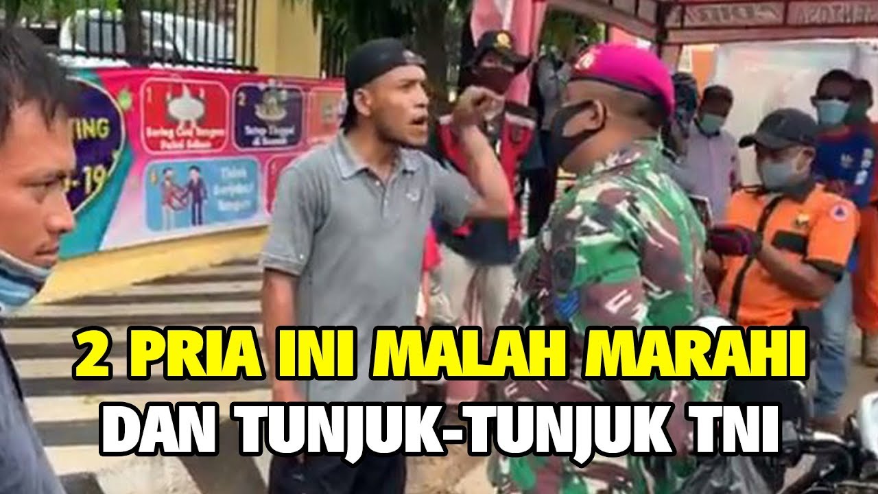 2 Pria Ini Malah Marahi dan Tunjuk - Tunjuk TNI saat Ditegur Tidak Pakai Masker