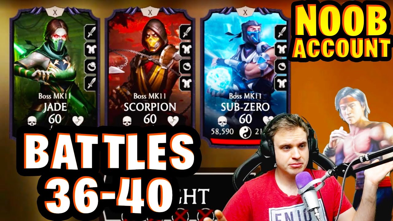 Noob Account vs Battles 36-40 in Tower of Time in MK Mobile. ANNOYING Boss Battle!