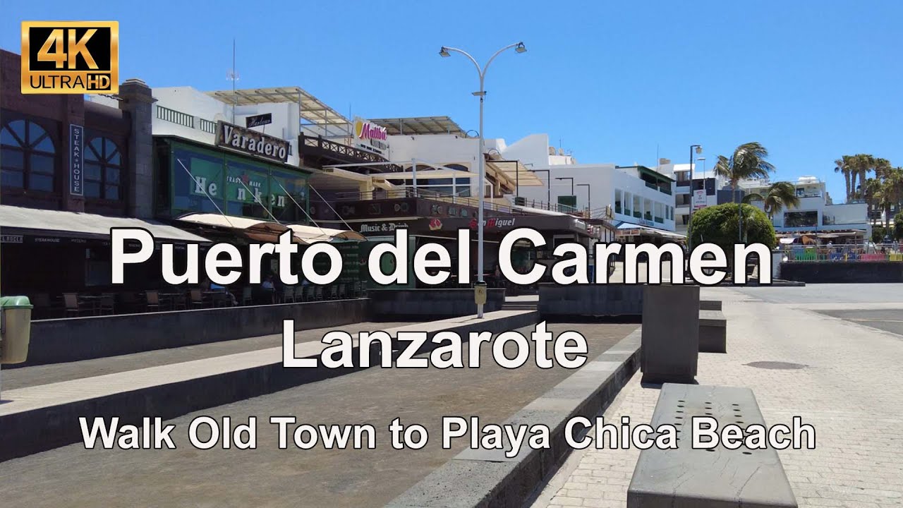[4K] Walk from PDC Old Town to Playa Chica Beach Puerto del Carmen Lanzarote