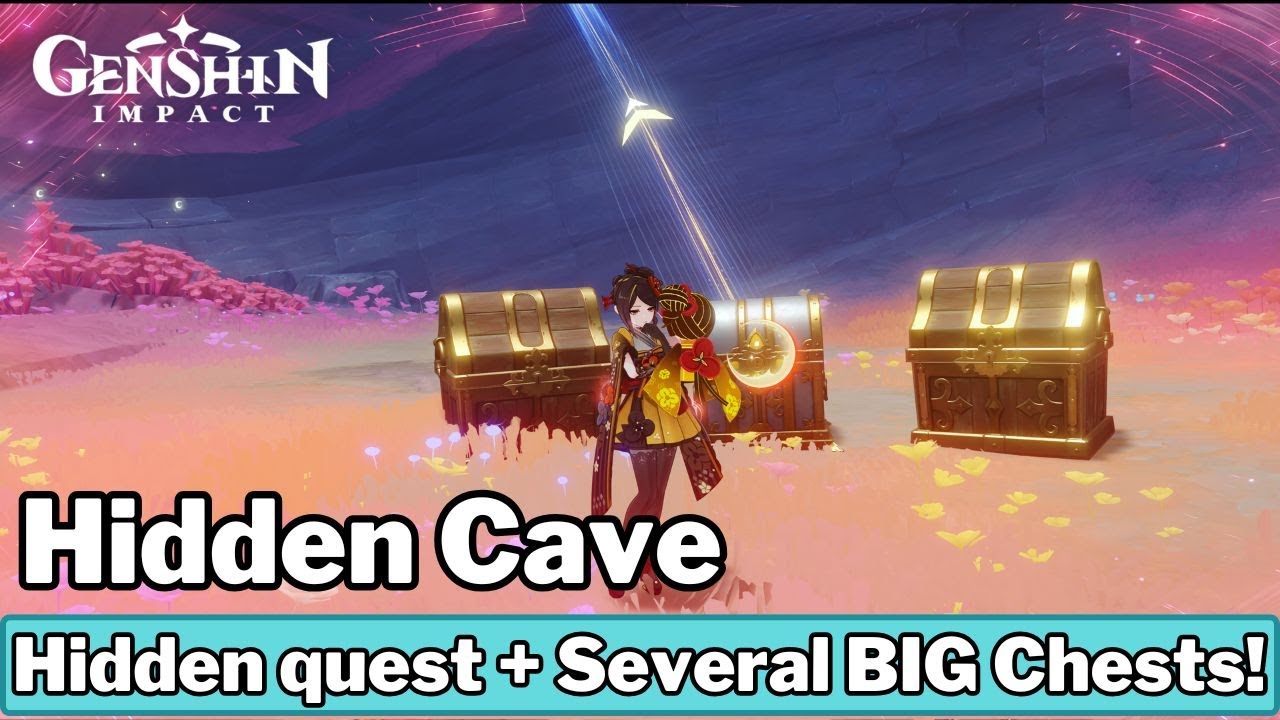 Hidden Cave with 2 Luxurious Chest here! (Frostmoon Enclave) - Genshin Impact
