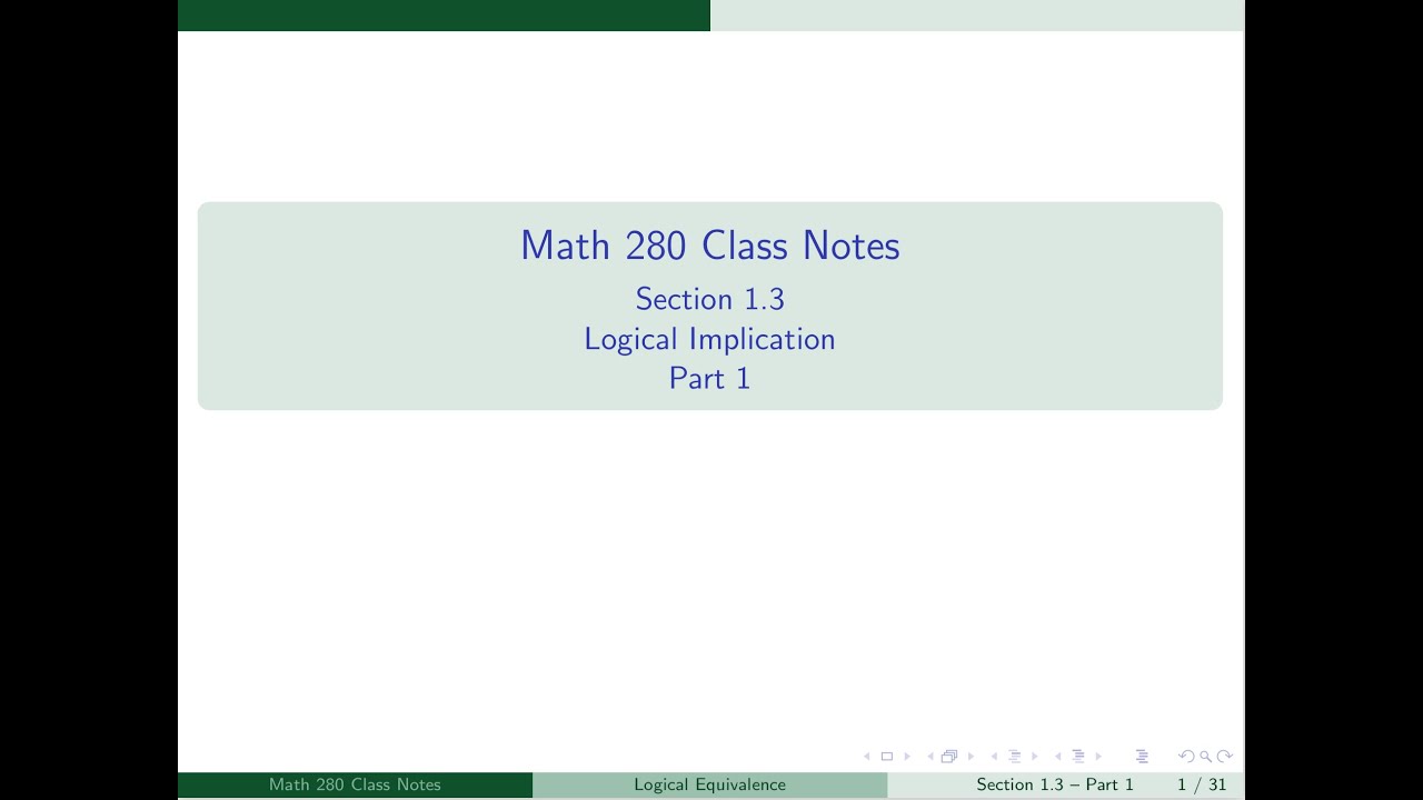 1.3 Logical Implication Part 1
