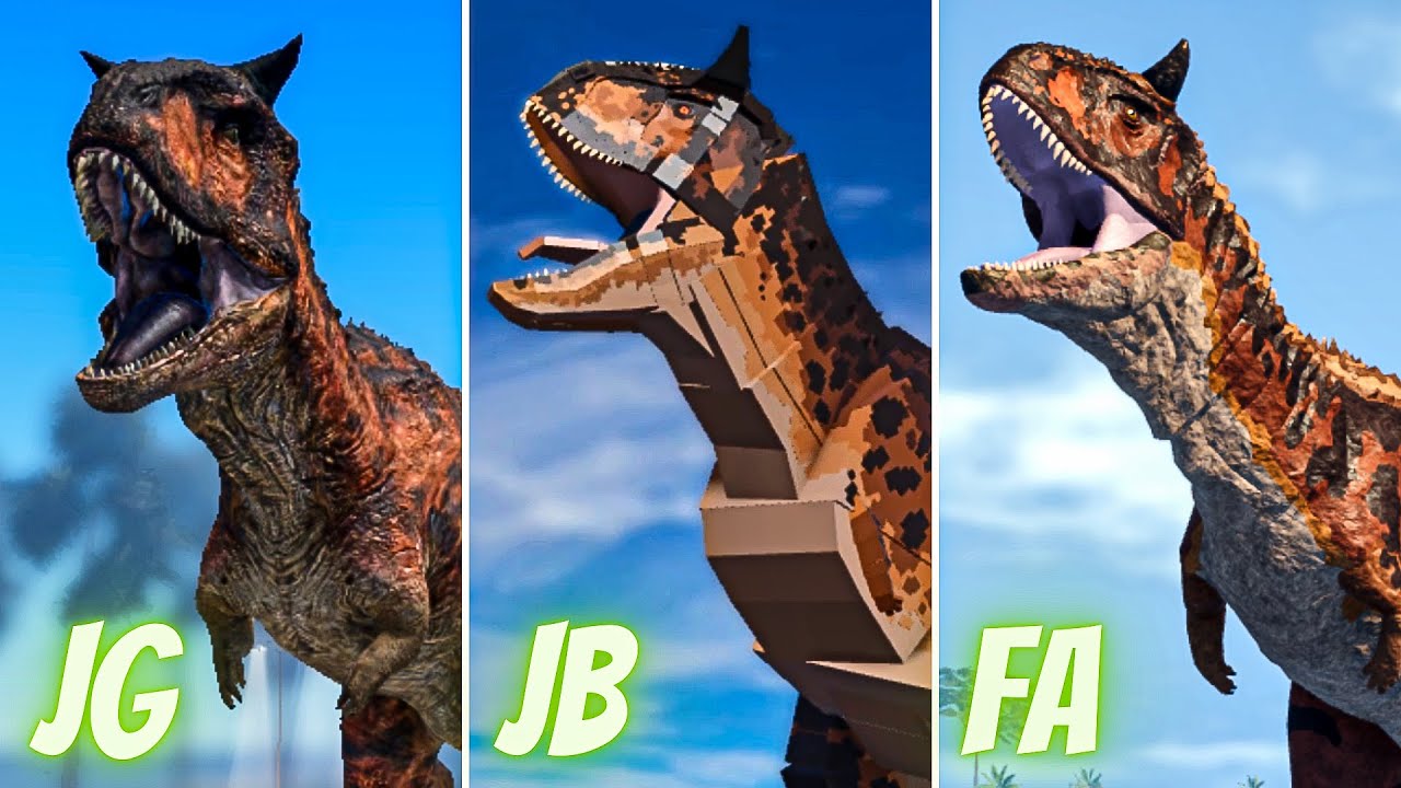 Jurassic Genesis vs Jurassic Blocky vs Fallen Ashes Model Comparison | Carnotaurus