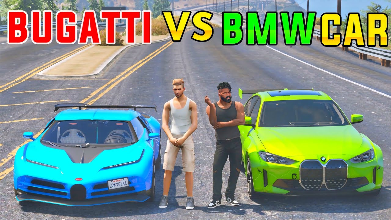 Bugatti Car Vs BMW Car Race In Gta 5 | Gta 5 In Telugu #195