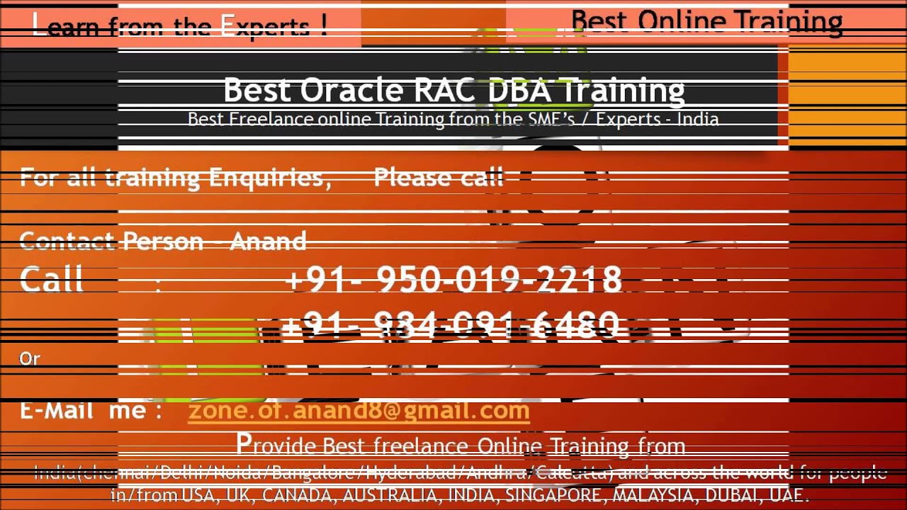 Oracle RAC DBA Training freelance online training in India