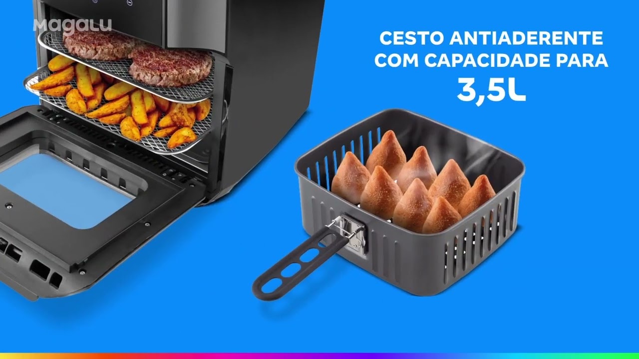 Fritadeira El&eacute;trica sem &Oacute;leo Air Fryer Brit&acirc;nia   Oven BFR2100 Preta 12L com Timer