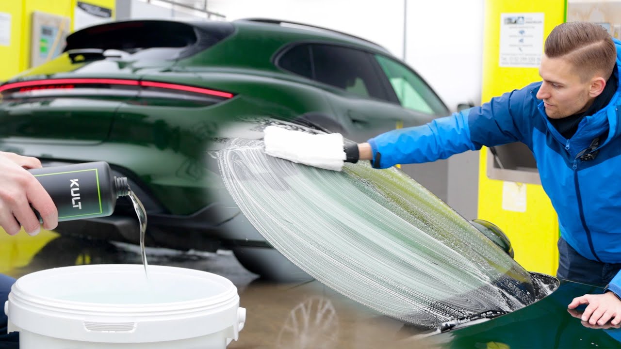 Handw&auml;sche oder Waschstra&szlig;e? Auto Handw&auml;sche Anleitung am Porsche Taycan