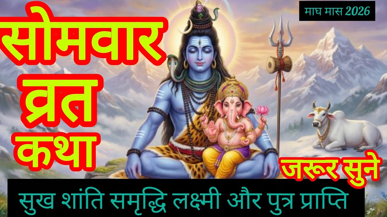 सोमवार व्रत कथा सुख शांति समृद्धि लक्ष्मी और पुत्र प्राप्ति #Shomvar vart katha #Sunte Hi paye#कथा 