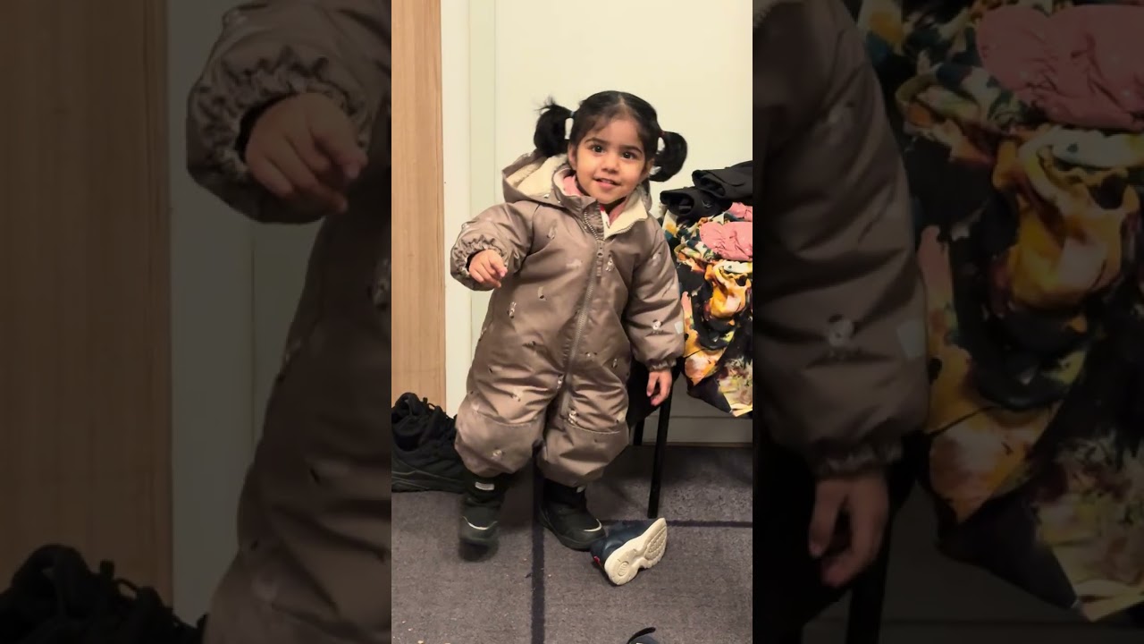 Getting ready for preschool by herself 