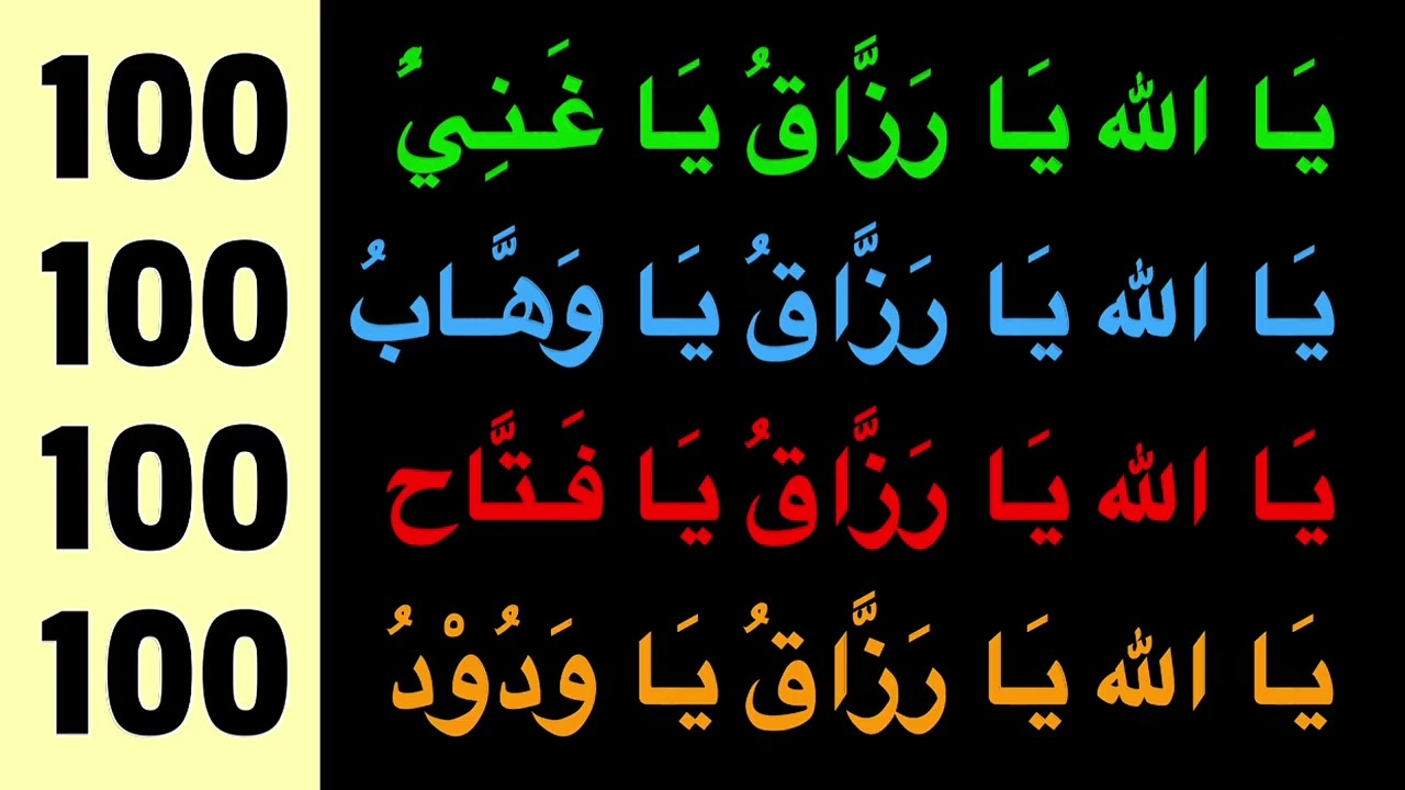 Y Allah Ya Razzaq Ya Ghani,Ya Wahhab, Ya Fattah,Ya Wadood Zikr Ruqyah For Rizq, Wealth & Success 