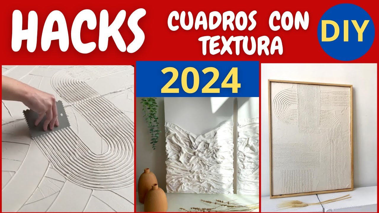 DIY|HACKS  5  IDEAS FACILES|COMO HACER CUADROS CON TEXTURA O RELIEVE| ELEGANTES Y ECONOMICOS