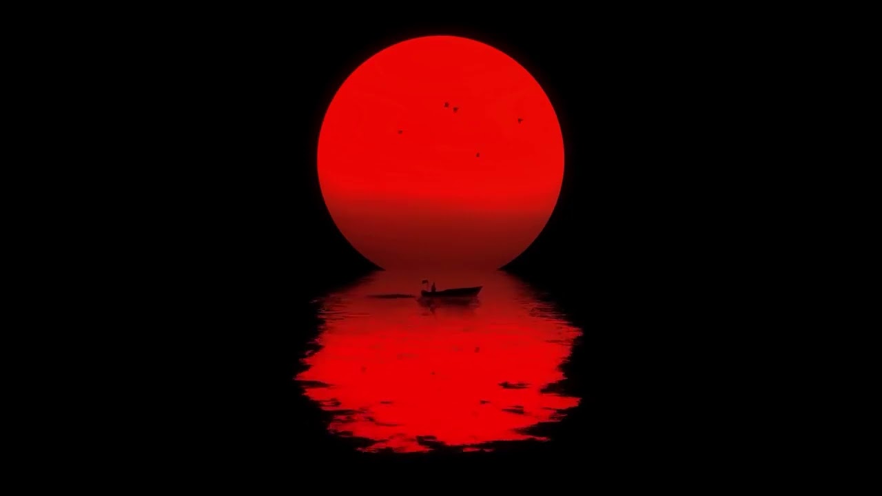 Red Sunset Boat Retro Wave 4K Visualizer
