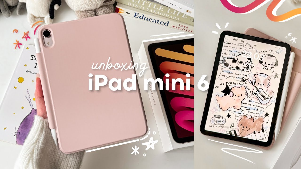 🍓 iPad mini 6 (pink) unboxing aesthetic✨ apple pencil 2 + accessories˚⊹♡