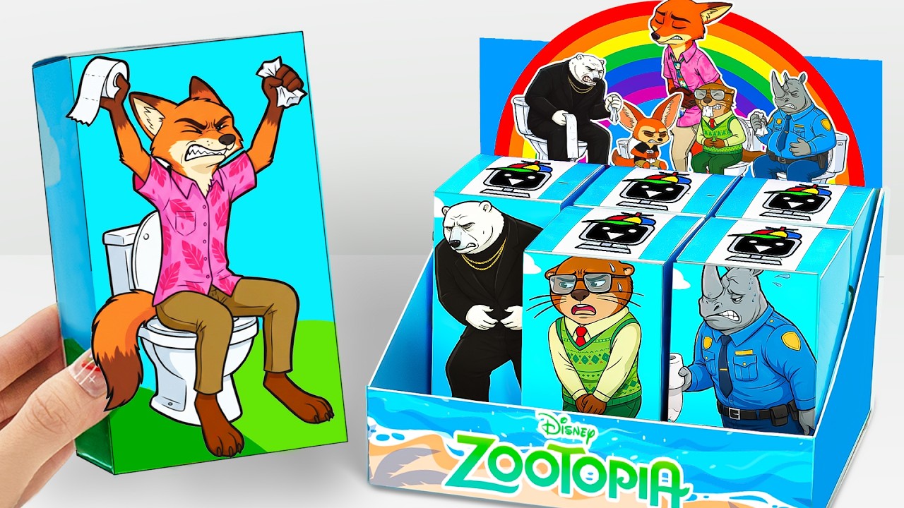 💖Paper DIY💖 JUDY HOPPS x NICK WILDE in the Toilet Zone 🚽 Unboxing ZOOTOPIA 2 FUNNY BOX Pt.2 | ASMR