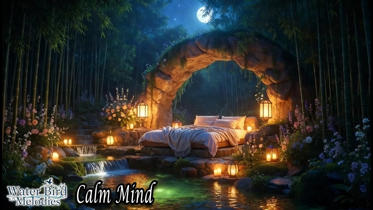 Deep Sleep Music 🌙 Moonlit Forest Ambience with Water Sounds & Birds