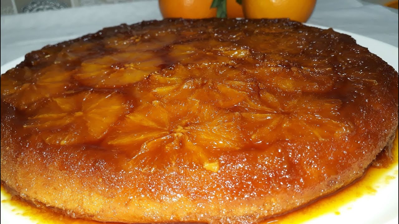 gâteau renversé à l'orange كيكة مقلوبة الكراميل بالبرتقال خفيفة وبنتها أكثر من رائعة لازم تجربوها😋🍰