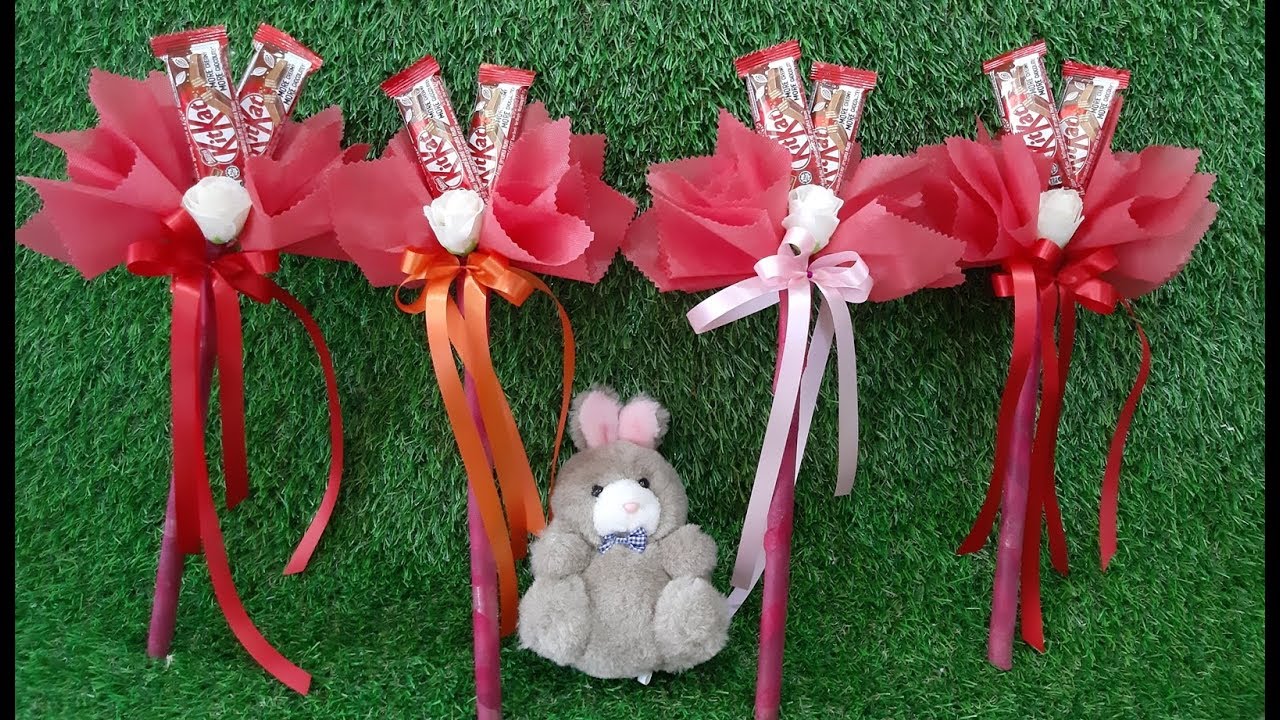ของขวัญวันปัจฉิม DIY.Chocolate Kitkat Bouquet. วิธีจัดช่อช็อคโกแลตคิทแคท #Kitkat