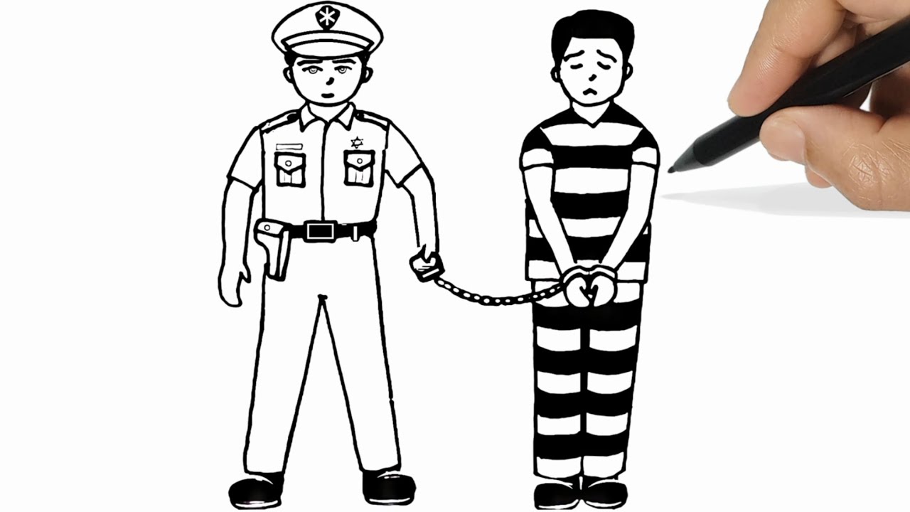 How to Draw Police and Prisoner Easy