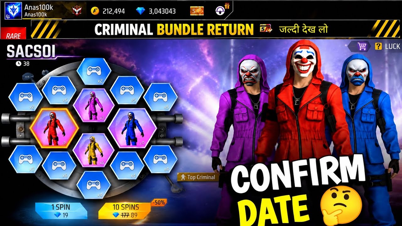 All Criminal Bundle Return 2026 😱 Criminal Bundle Return Free Fire 🔥