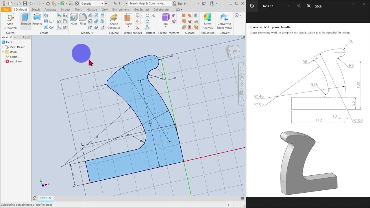 TASK 17 PLANE HANDLE AUTODESK INVENTOR PROFESSIONAL