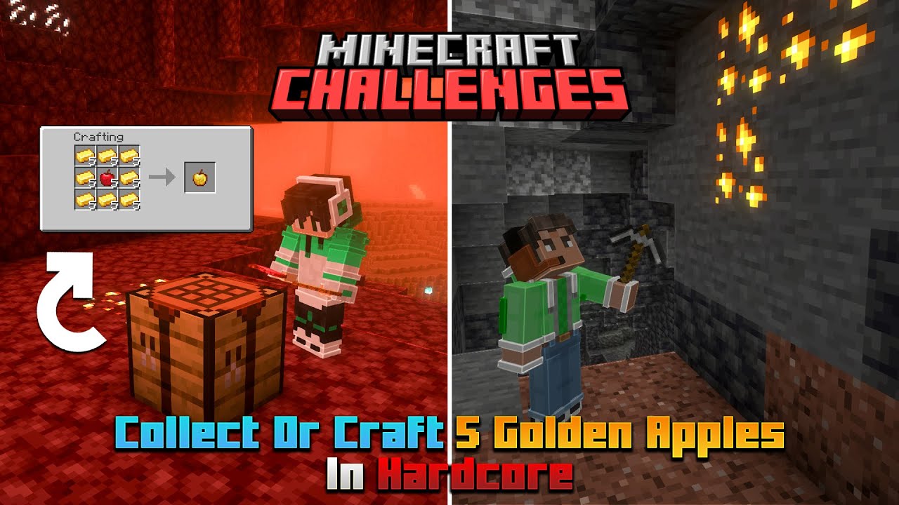 Collect (Or) Craft 5 Golden Apples! | Hardcore Mode | Minecraft Challenges | Raju Gaming