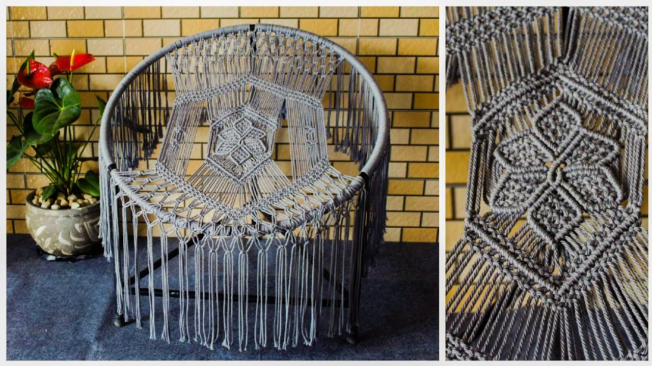 DIY Macramé  Chair Tutorial for beginner, fee pattern by TNARTNCRAFTS