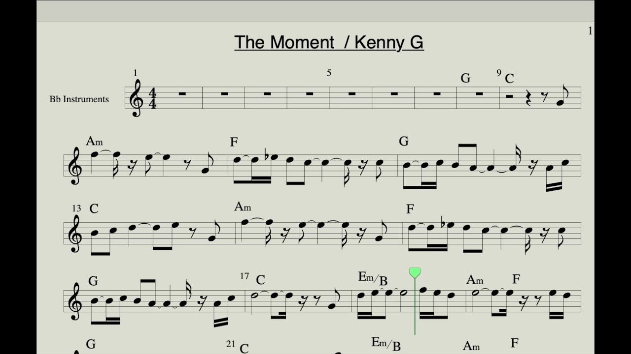 The Moment  Kenny G / Karaoke with score for Bb instruments