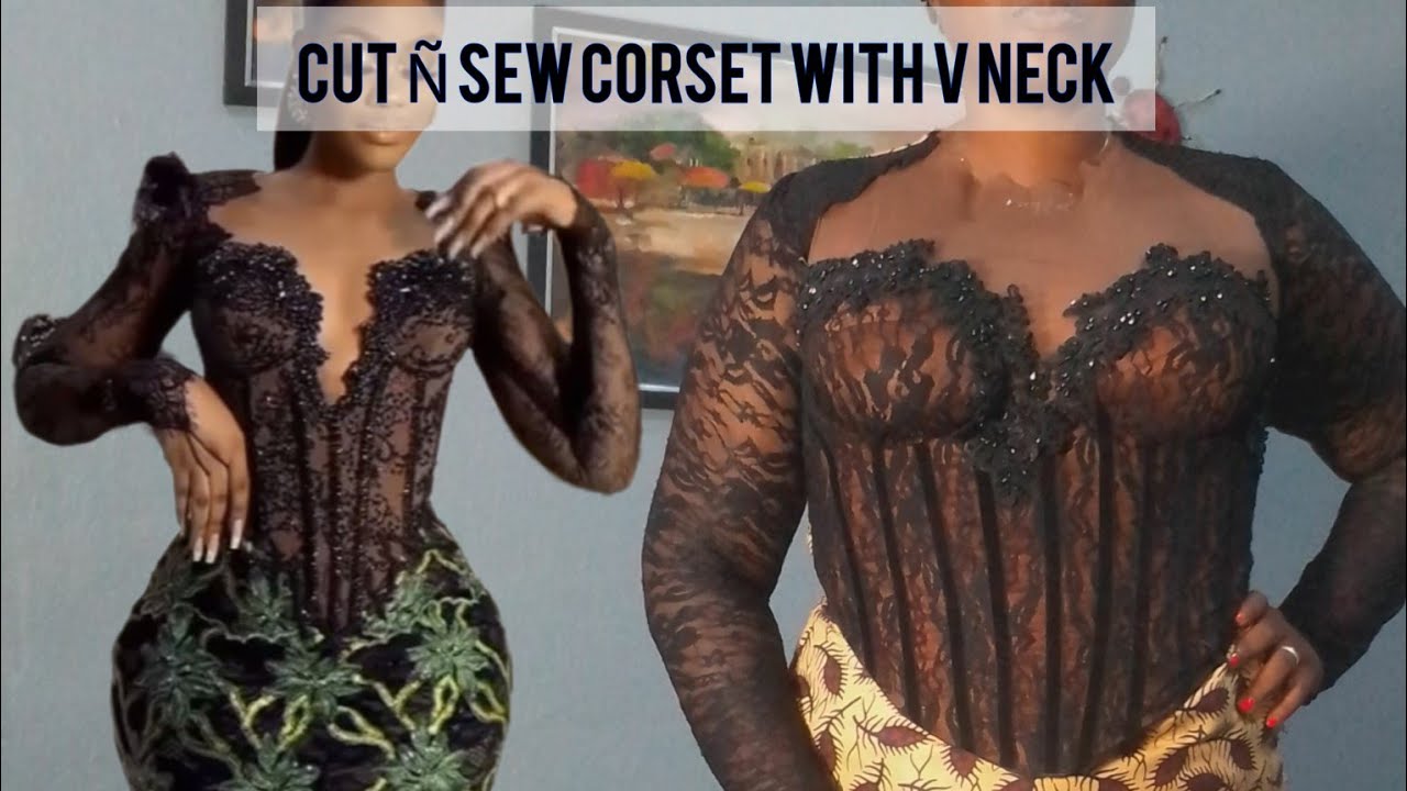 Corset Tutorial: How To Cut And Sew Corset With V Neck Illusion Yoke