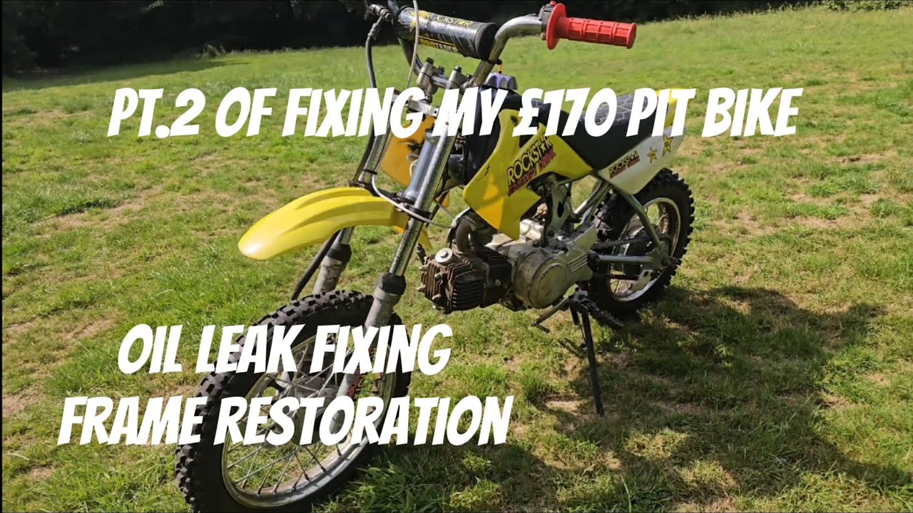 Pt.2 of fixing my £170 pit bike , Oil leak fixing and frame restoration