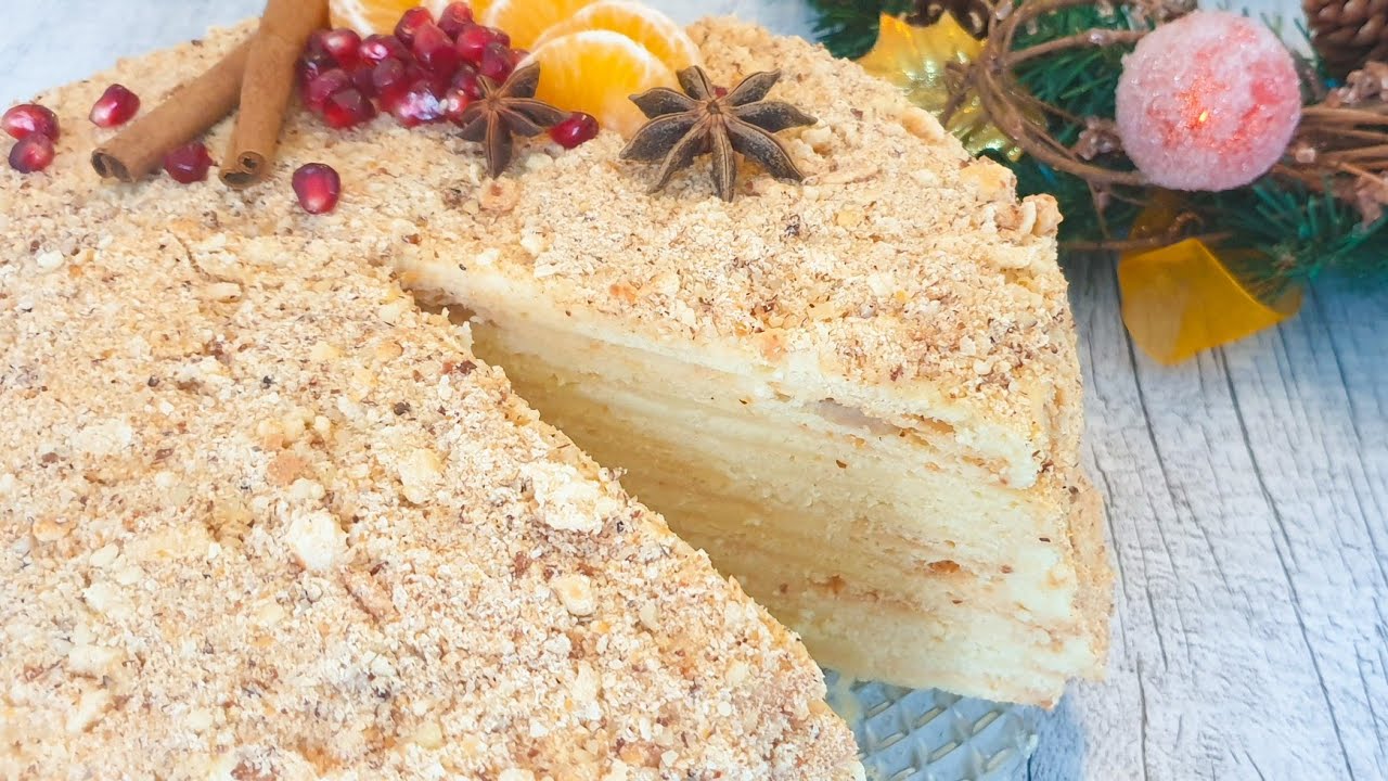 НАПОЛЕОН на ТВОРОЖНОМ тесте с ЗАВАРНЫМ  КРЕМОМ 🍰 // Нежный Торт на Новый год 2021